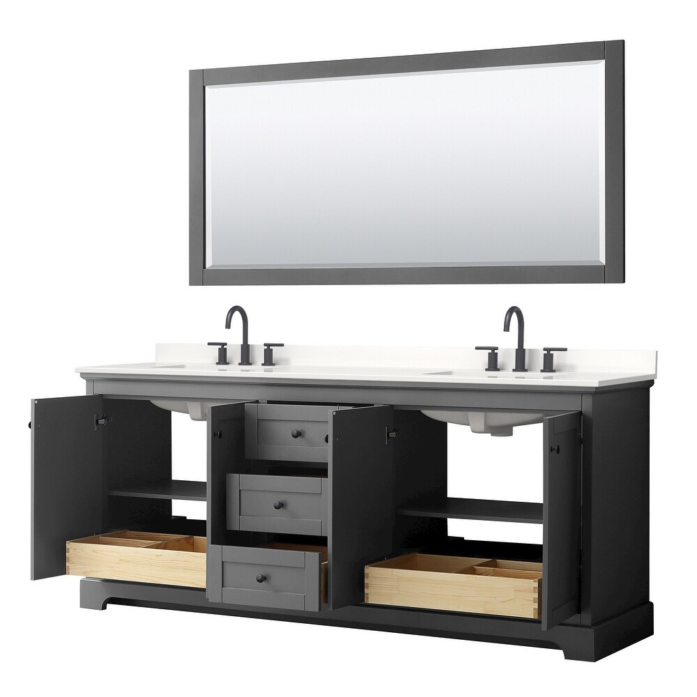 Avery 80 inch Double Vanity  Quartz Top  70 inch Mirror