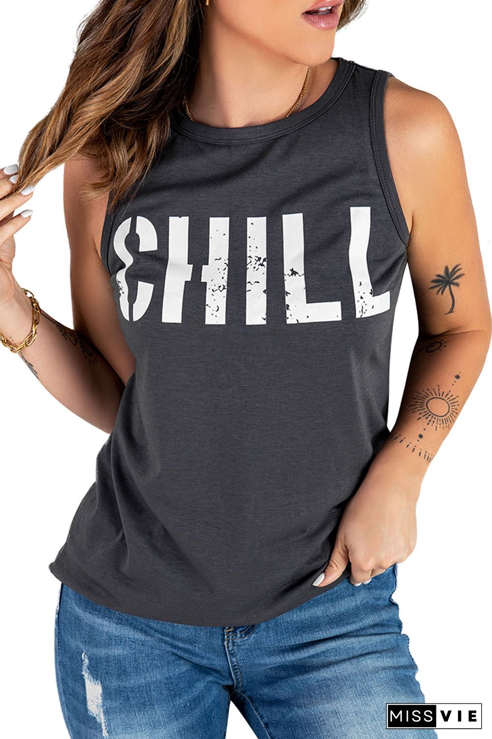 CHILL Graphic Print Tank Top