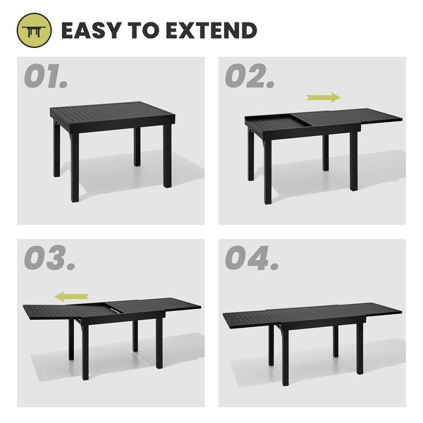 VredHom Aluminum Extendable Outdoor Patio Dining Table