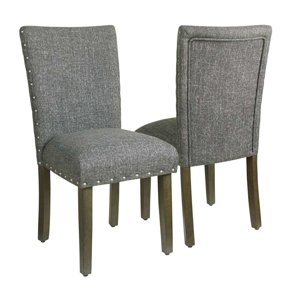 HomePop Classic Parsons Slate Grey Nailhead Trim Chair (Set of 2)