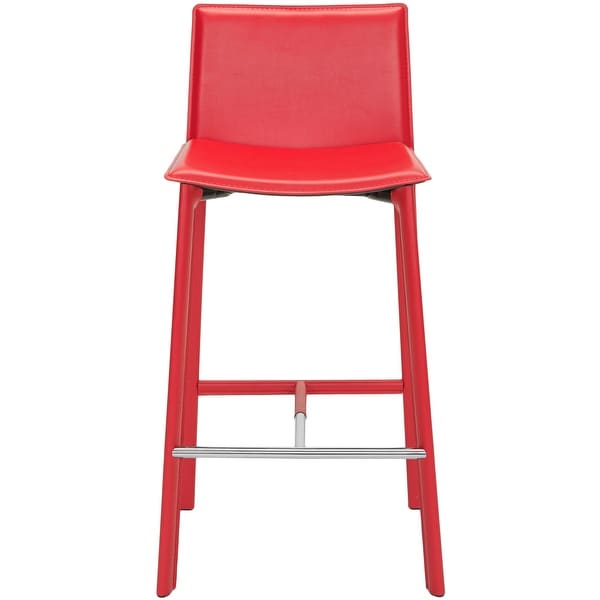 SAFAVIEH Mid-Century 28.5-inch Madison Red Leather Bar Stool (Set of 2) - 18.7