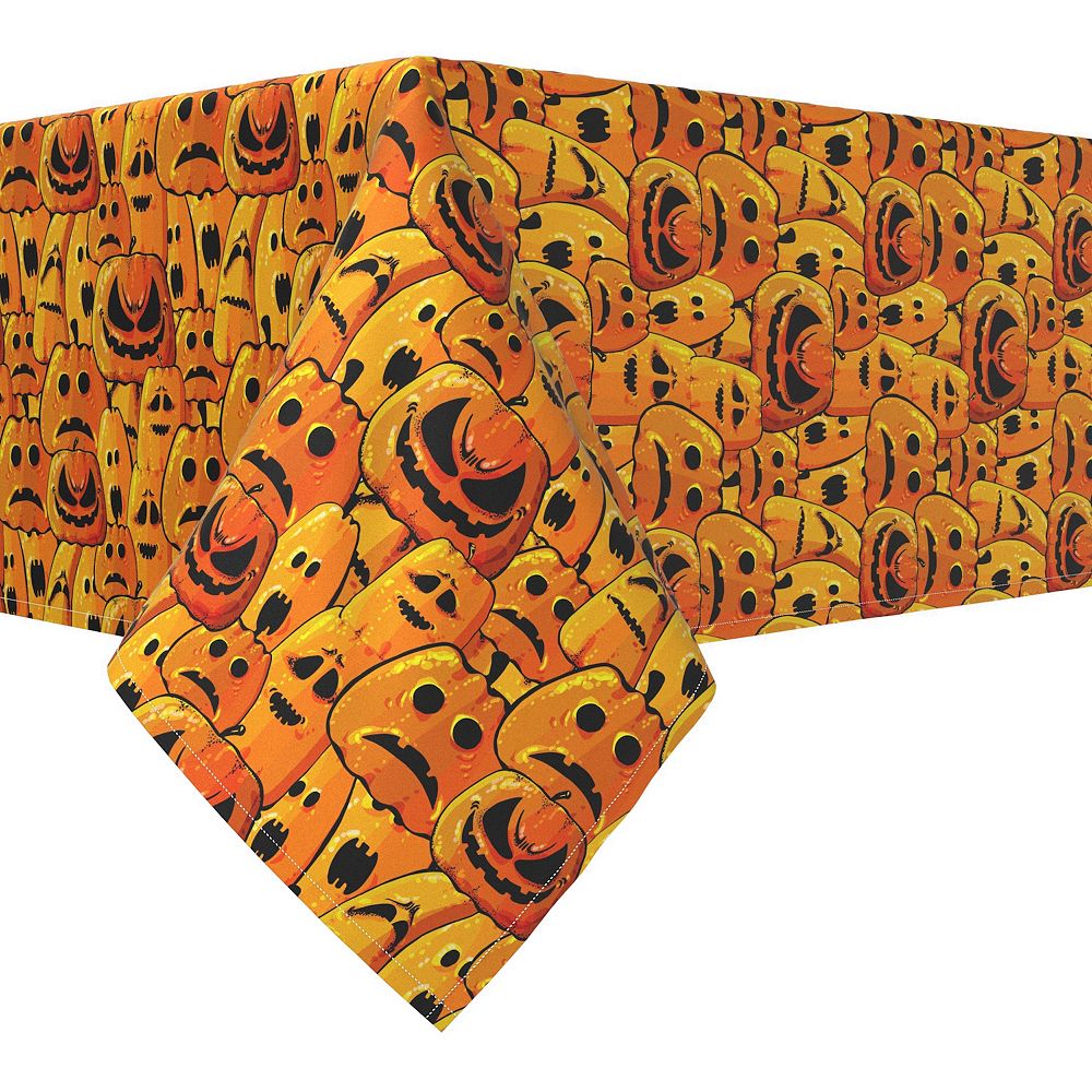 Square Tablecloth， 100% Polyester， 60x60， Pumpkin Ghost Faces