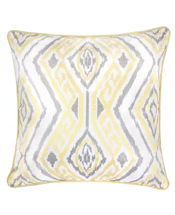 Homey Cozy Jessie Ikat Embroidery Square Decorative Throw Pillow