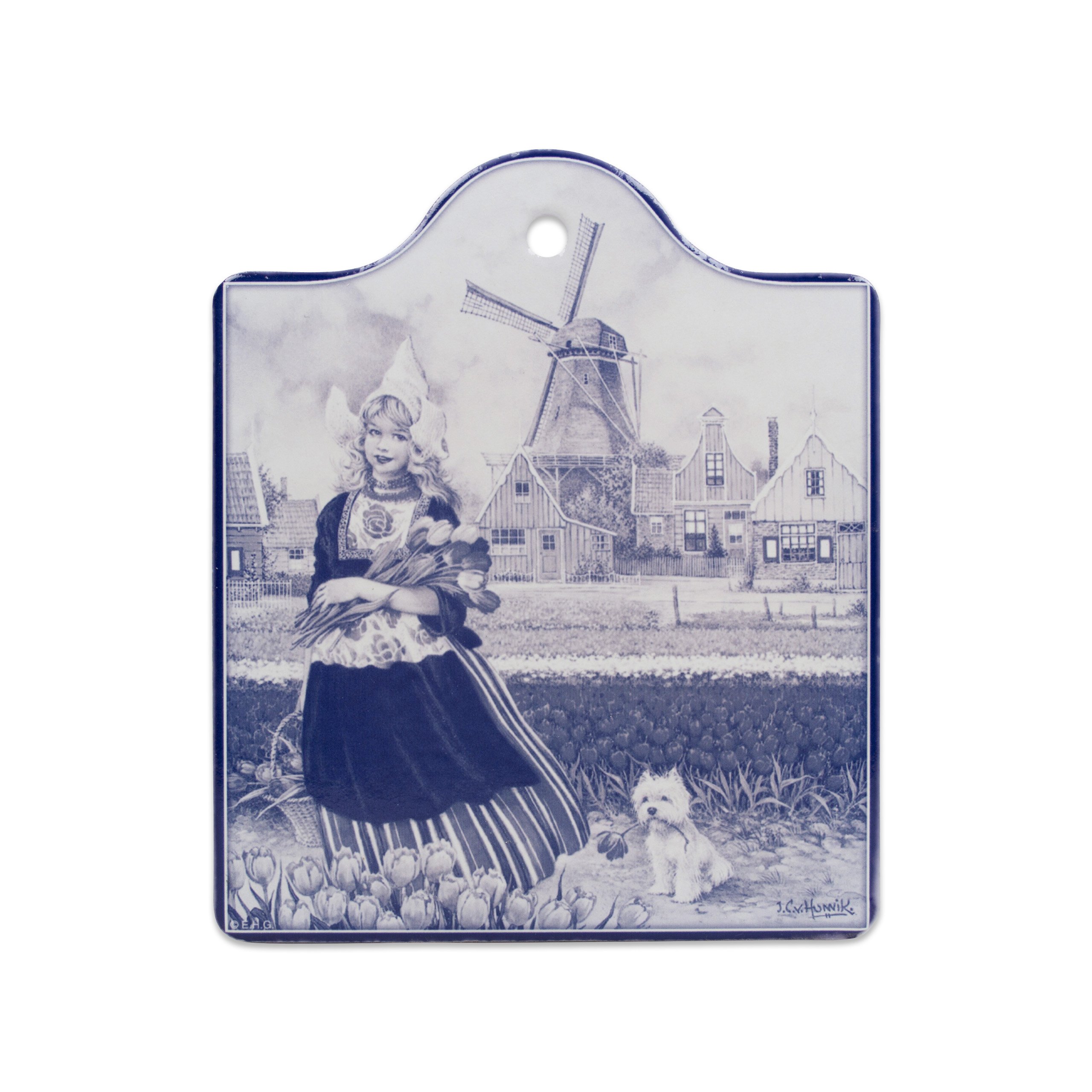 Tulip Girl in Blue Cheeseboard With Cork Backing