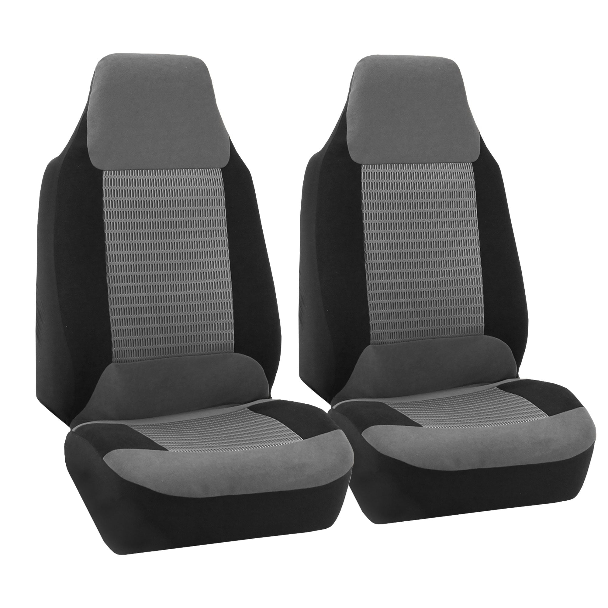 FH Group Premium Polyester Fabric AFFB107GRAY102 Gray Front Set Car Seat Cover with Air Freshener