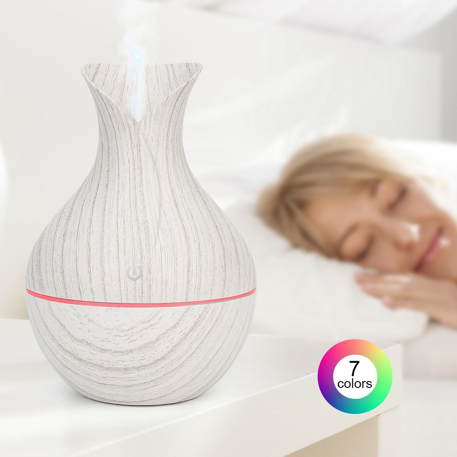 Usb Led Ultrasonic Wooden Humidifier Air Purifier With 7 Colors Light For Home (white)