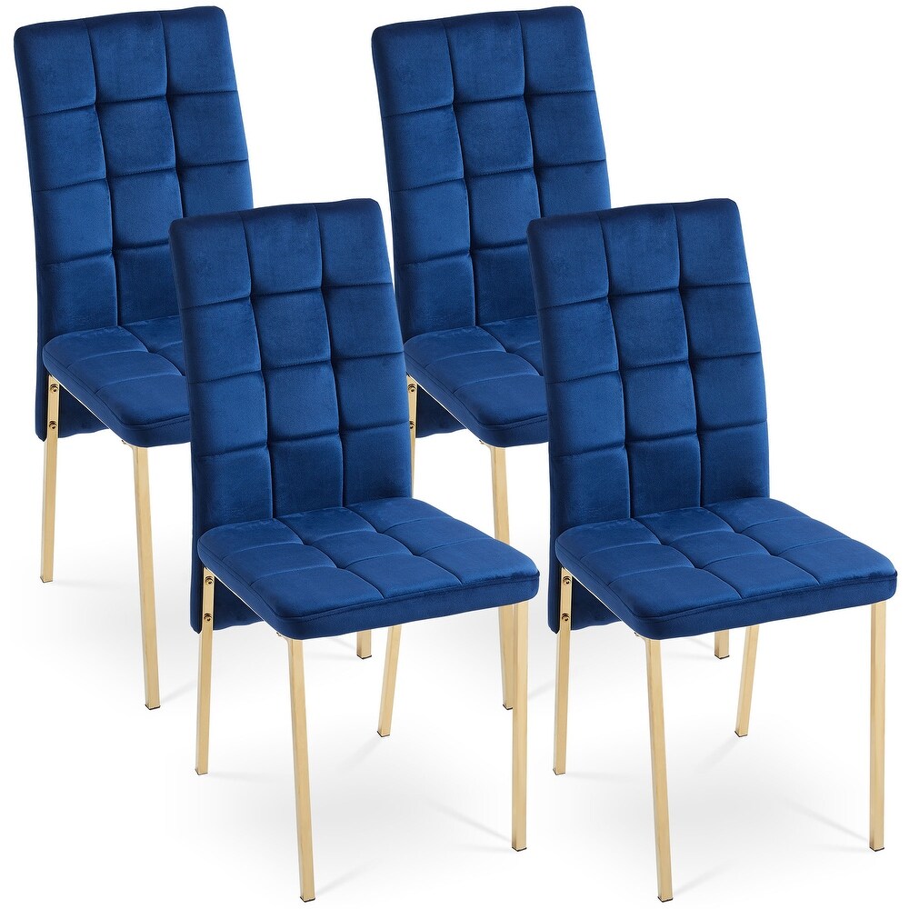 4 pc Velvet Dining Chairs  Lattice Design High Backrest Side Chairs