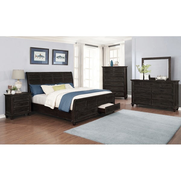 Minton Weathered Carbon 4-piece Bedroom Set with 2 Nightstands and Dresser - - 35028973