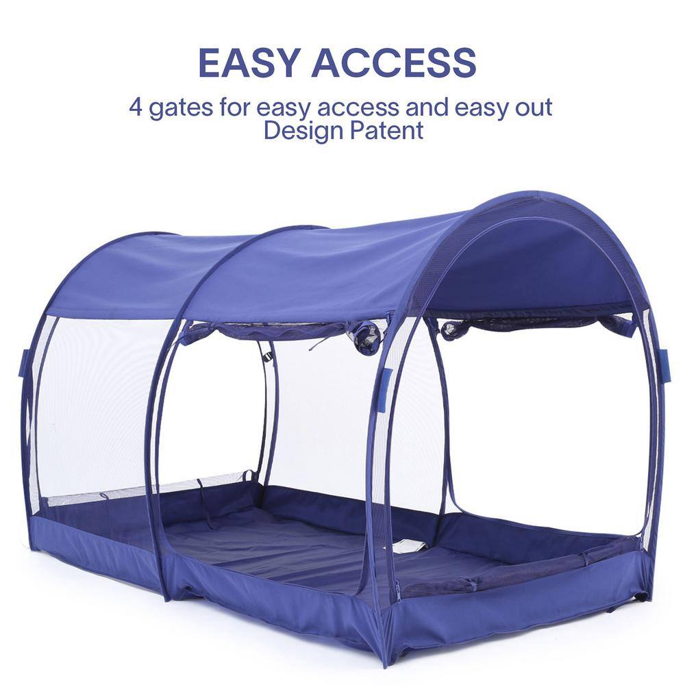 Alvantor Indoor Pop Up Portable Frame Mosquito Net Bed Canopy Tent Full Curtains Breathable Navy Cottage (Mattress Not Included) 2006MB