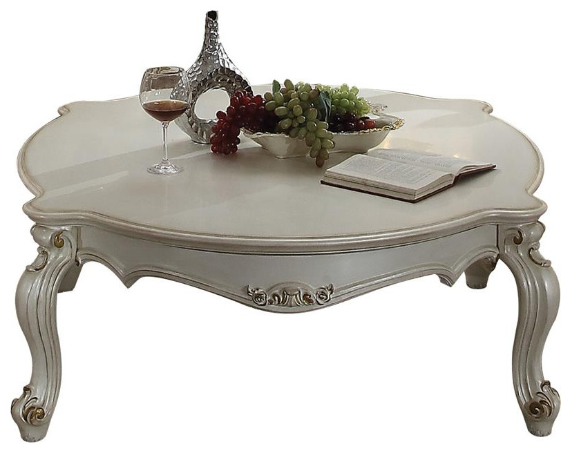 ACME Picardy Wooden Coffee Table in Antique Pearl   Victorian   Coffee Tables   by Homesquare  Houzz