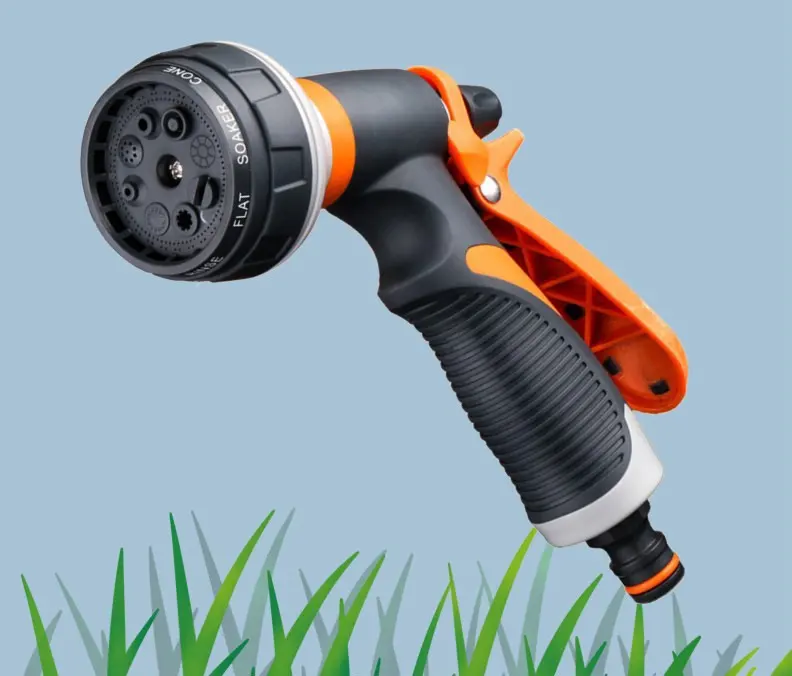 China Factory Supply Multi Function 8 Adjustable Thumb Control Garden Washing Jet  Water Hose Nozzle