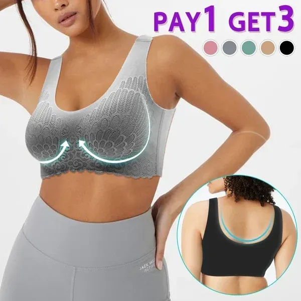 🔥  BUY 1 GET 2 FREE(Add 3 To Cart)-Breathable Antimicrobial Latex Bra