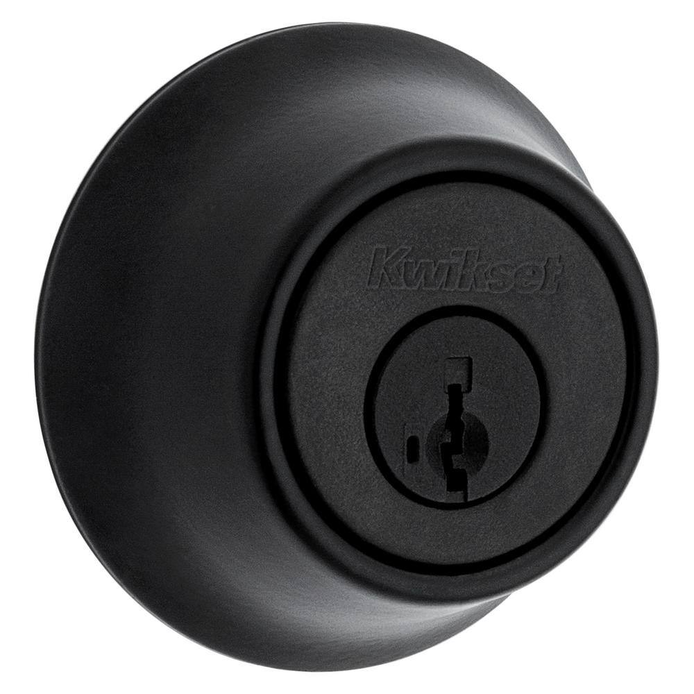 Kwikset Round Matte Black Single Cylinder Deadbolt Featuring SmartKey Security 660RDT 514 SMT