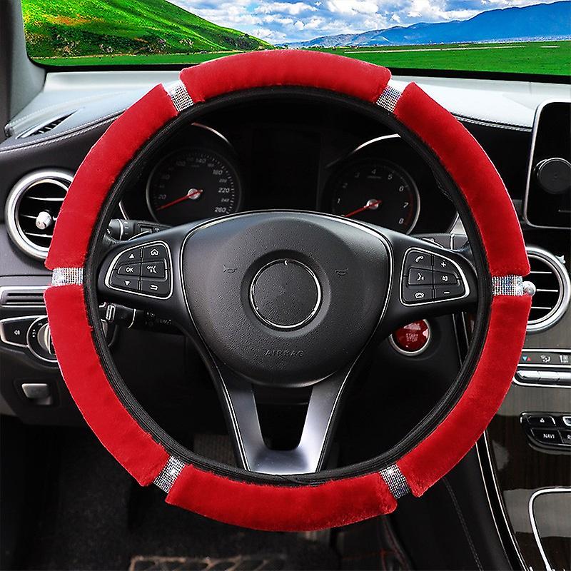 Car Steering Wheel Cover， Universal 37 38cm Soft Plush Rhinestone Cover，car Interior Decoration，warm Steering Wheel Cover，car Accessories