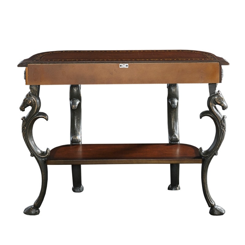 Linon Montpellier Floral Demilune Console Table