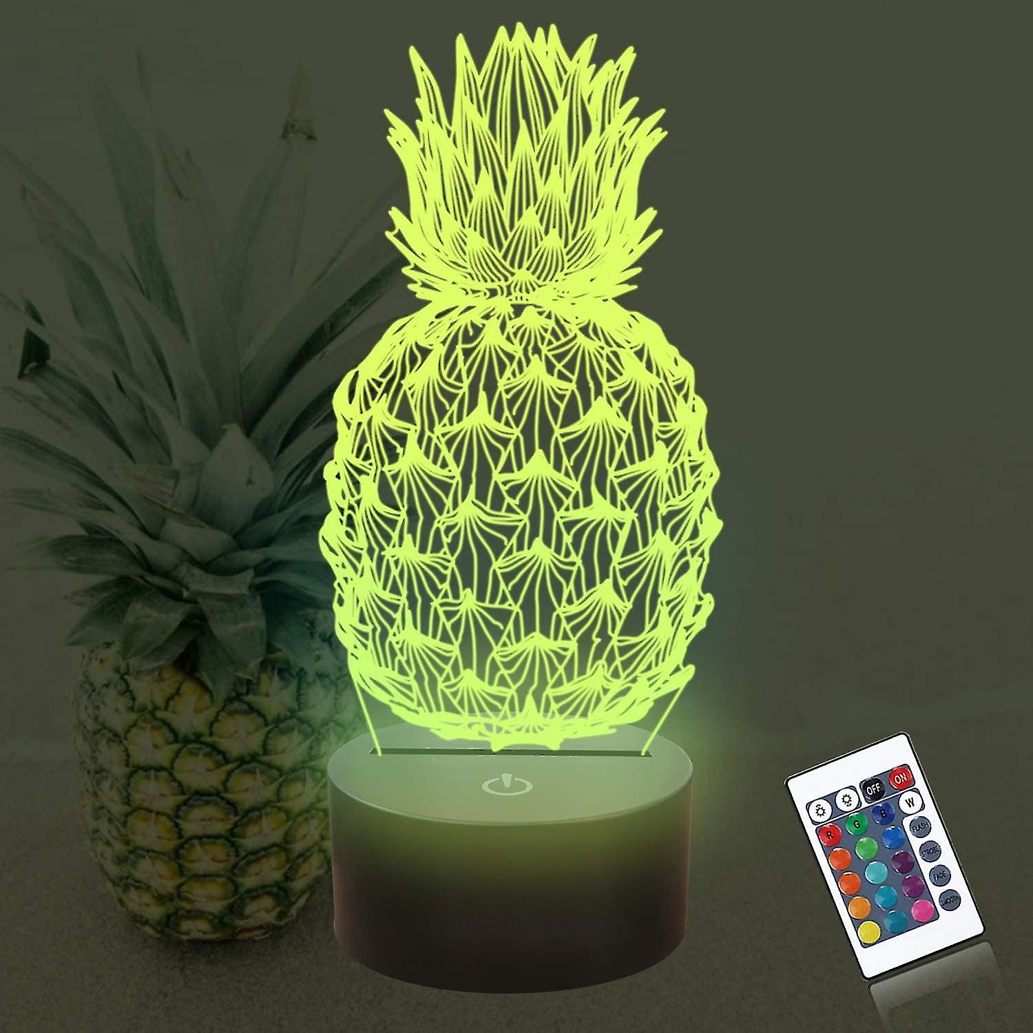 3d Pineapple Lamp， Cool Kids Night Lights 16 Colors Dimmable Changing Lighting， Touch Pineapple Lamp Usb Charge Table Bedroom Decor