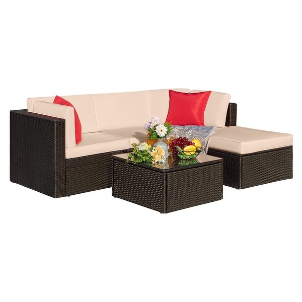 Homall 5 Pieces Wicker Patio Furniture Sets Rattan Outdoor Sectional Sofa