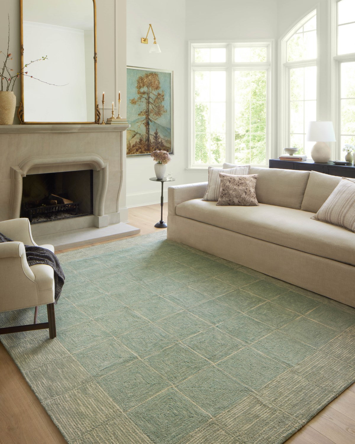 Francis Hooked Green/Natural Rug