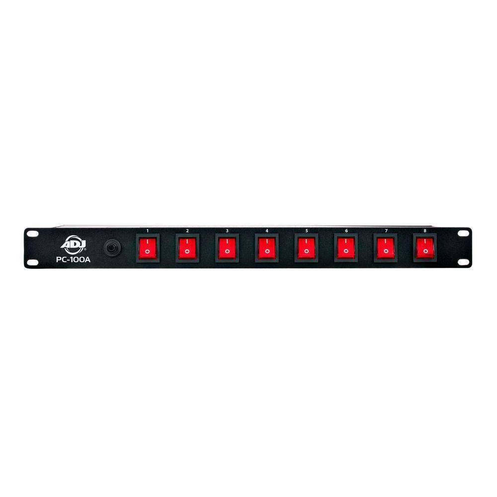 American DJ 8-Outlet OnOff Rack Mount Power Distribution Panel 8 Edison's On The Rear Controlled By Rockers On The Front PC-100A