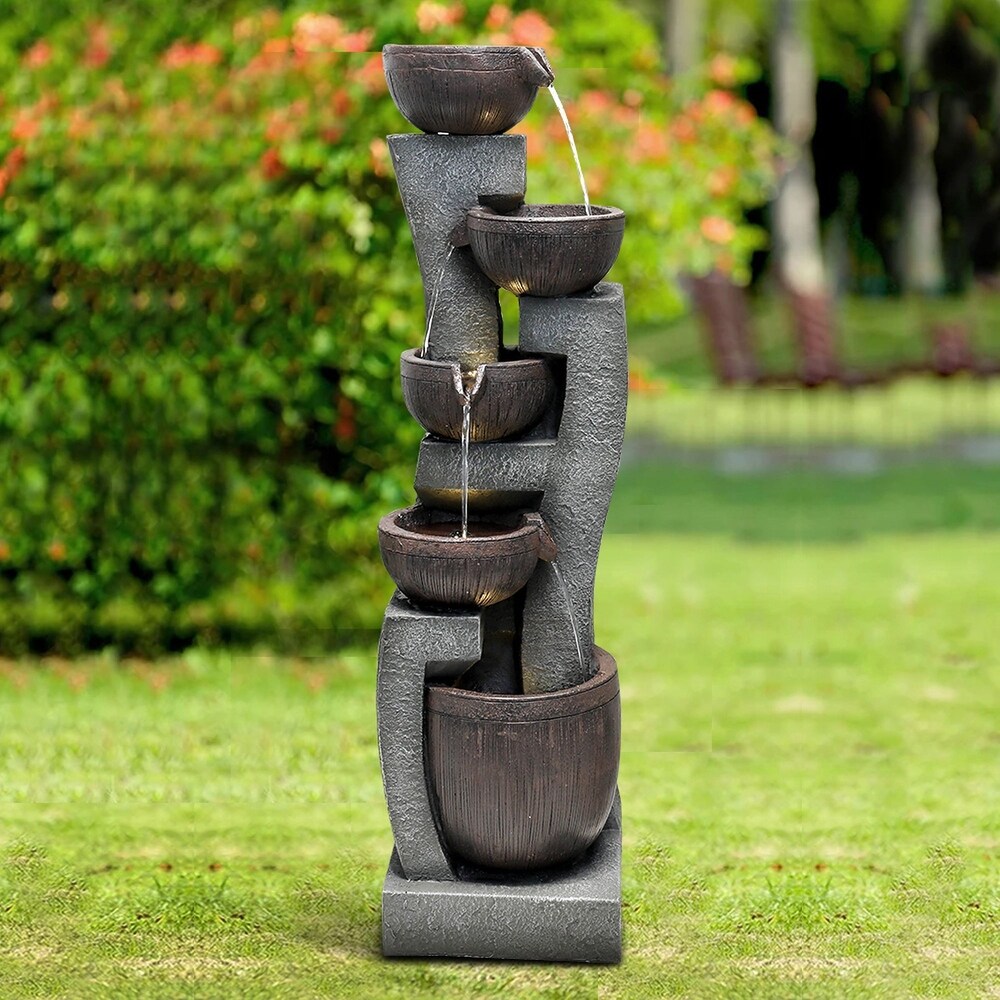 43.7'' Curving Water Fountain 5 Tier Resin Waterfall Outdoor