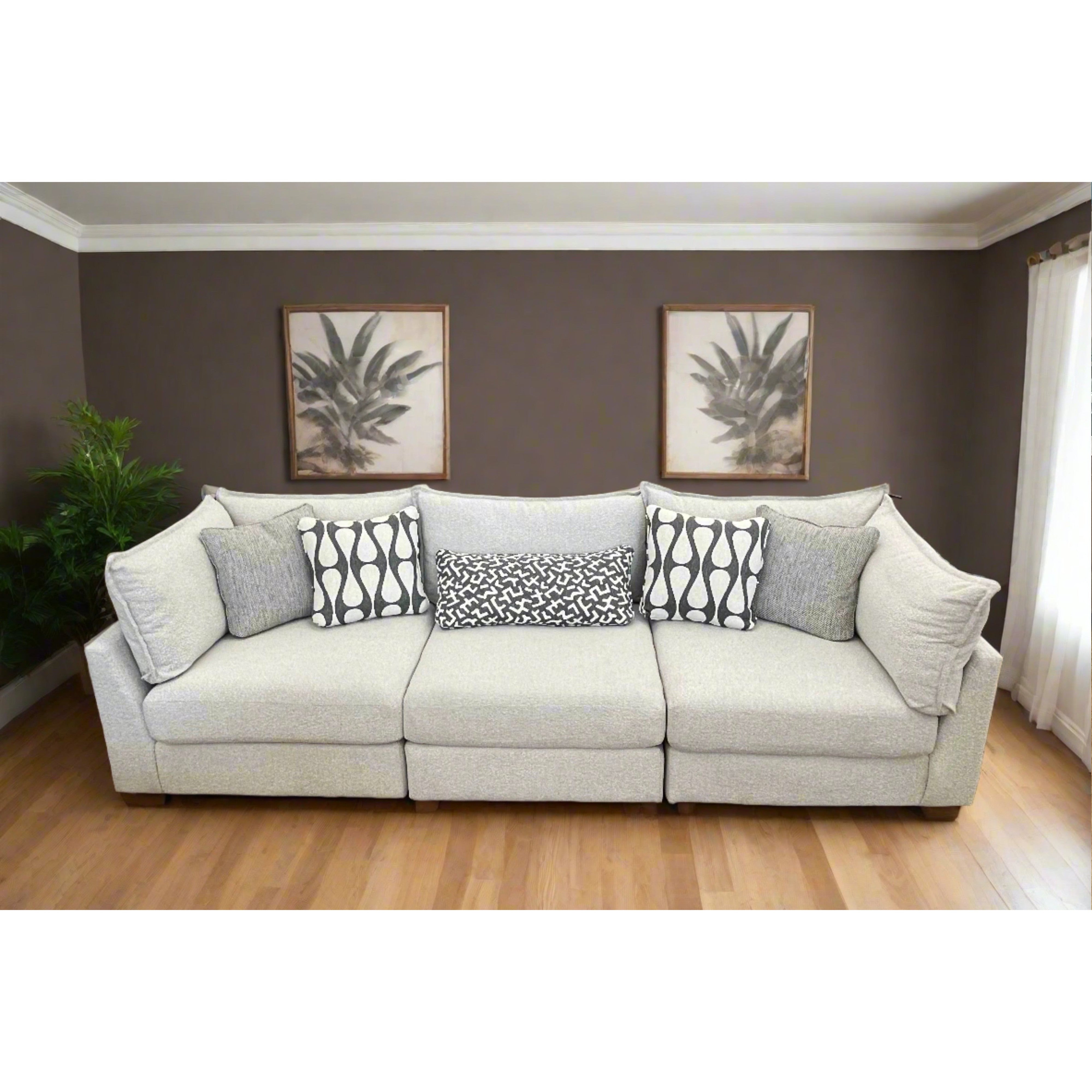 Flange 3-Pc Modular Sofa Oversized in Pewter or Natural 125