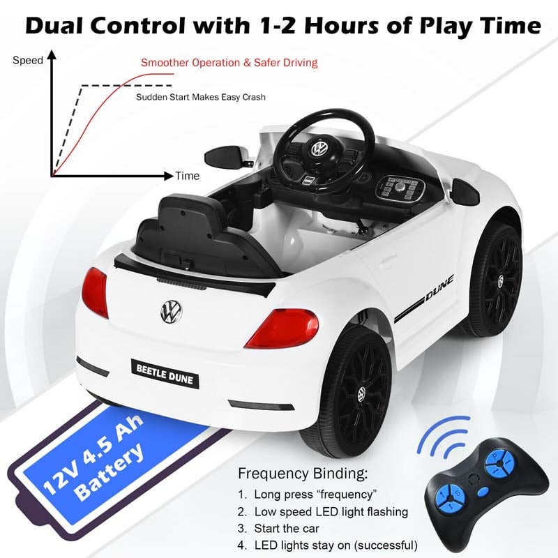 Licensed Volkswagen Beetle Ride-on Car 12V Battery Powered Vehicle Kids Riding Toy Car with Remote