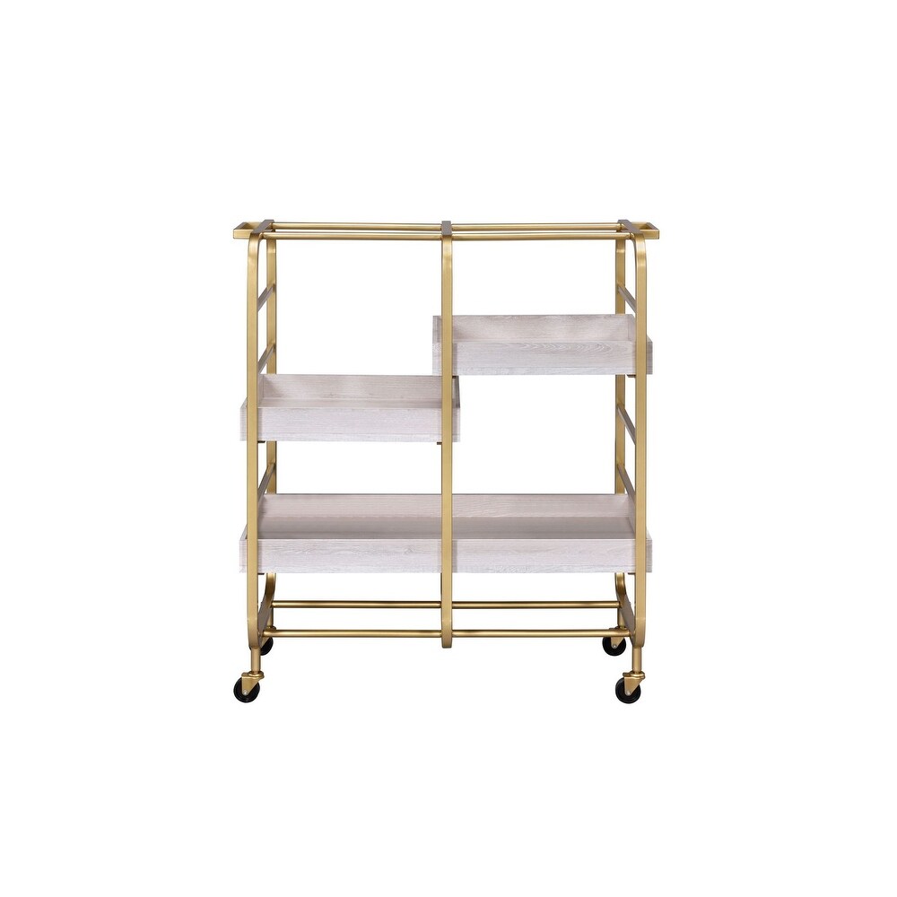 Vorrik Serving Cart  Gold   White Washed   34\