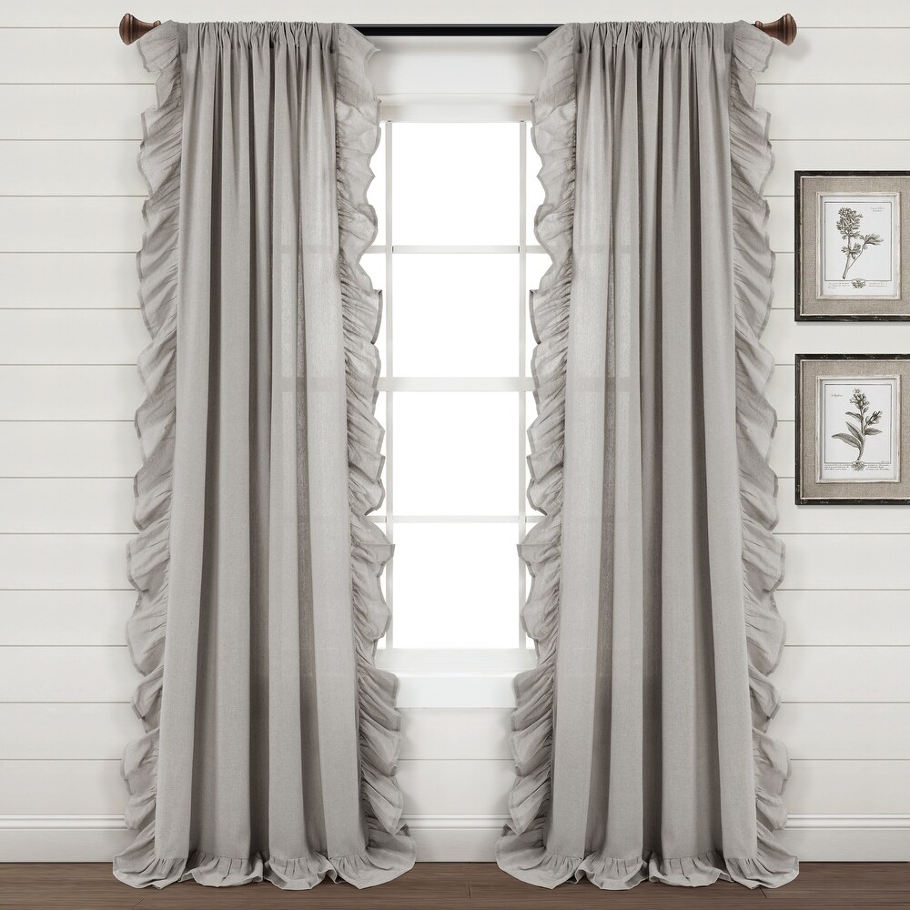 Lush Decor Linen Ruffle Window Curtain Panel (Single)