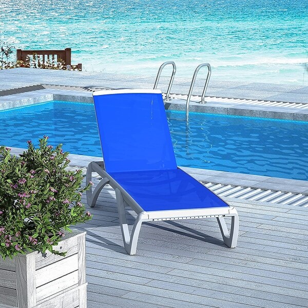 Domi Patio Chaise Lounge，AllWeather Adjustable Recliner with Wheels，Stackable