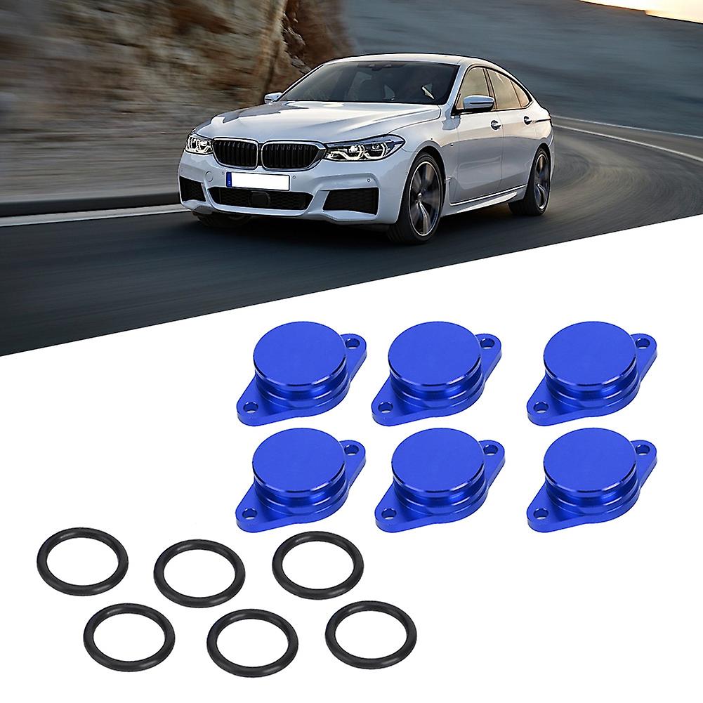 6x33mm Engine Swirl Flaps Delete Blanking Plugs Set With Rubber Gaskets For M57 / M57d25 Blue