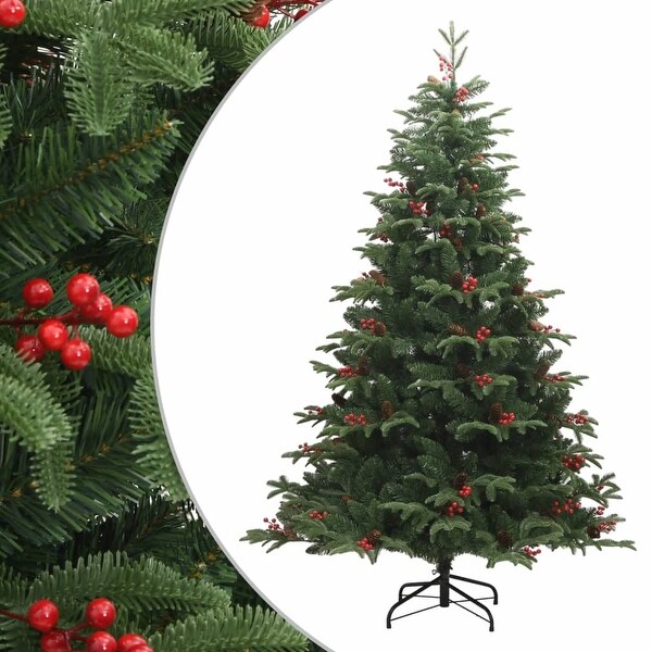 vidaXL Christmas Tree with Cones and Berries Artificial Hinged Christmas Tree