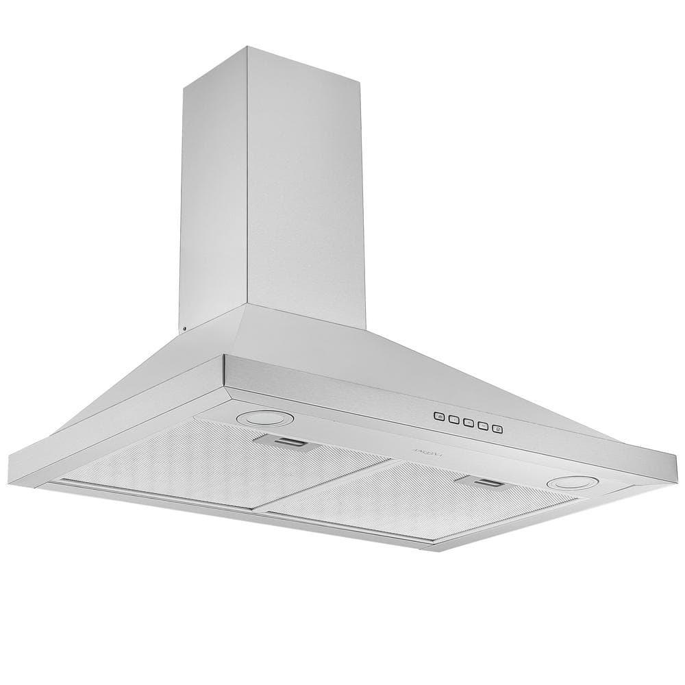 Ancona 30 in 600CFM Convertible Wall Mount Pyramid Range Hood with LED in Stainless Steel