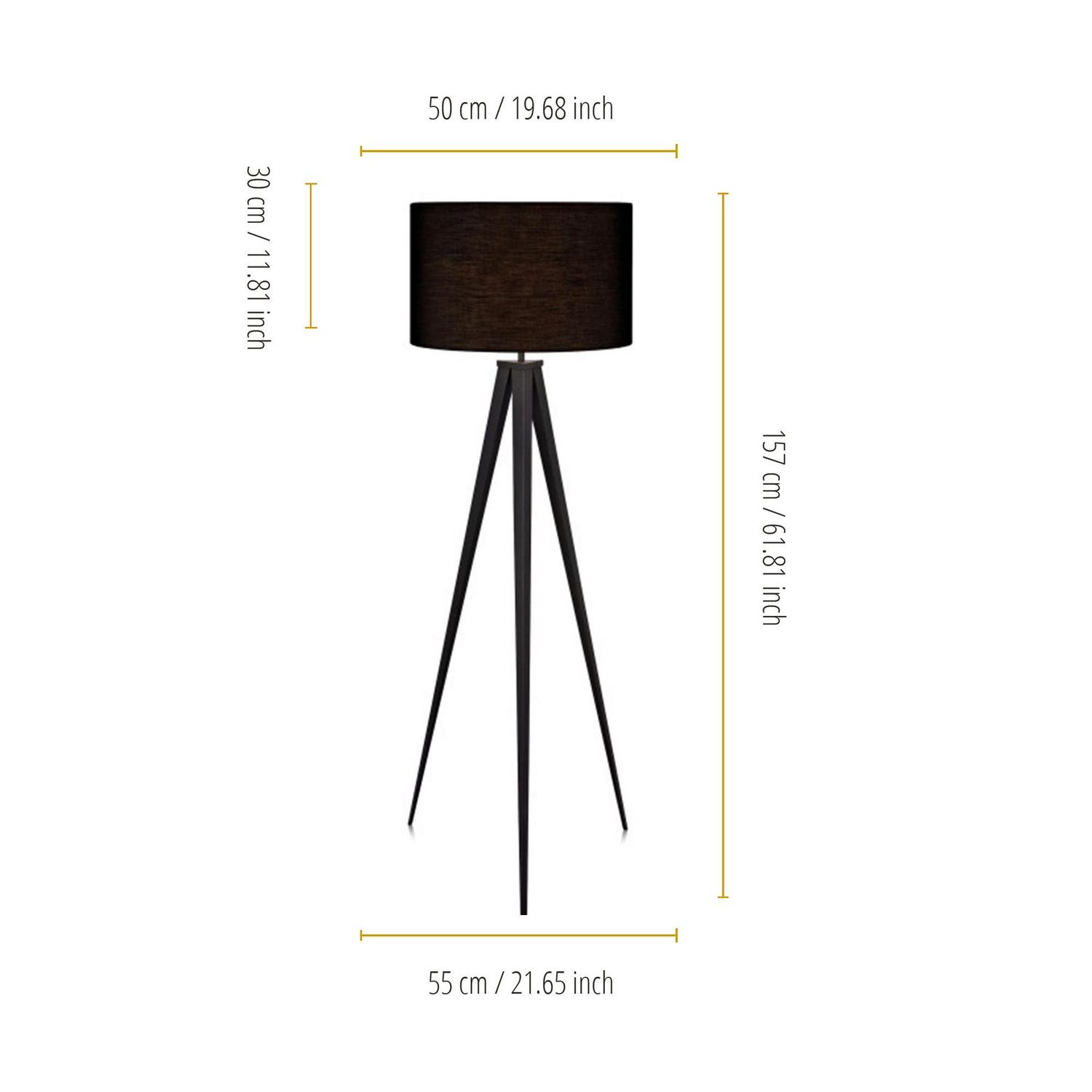 Teamson Home Romanza 60.23 Postmodern Tripod Floor Lamp with Drum Shade， Matte Black