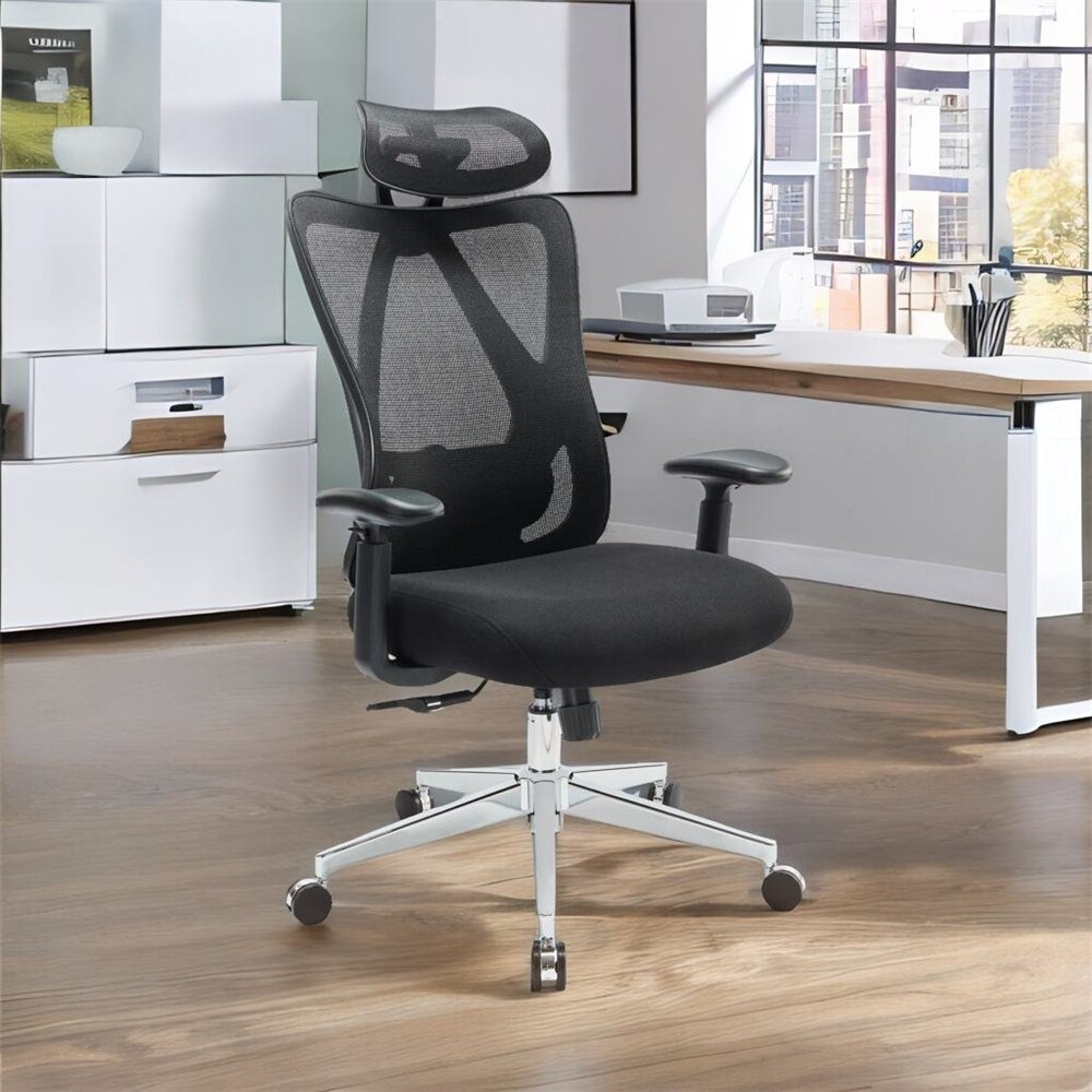 High Back Office Chair with Adjustable Headrest and Waistrest Mesh