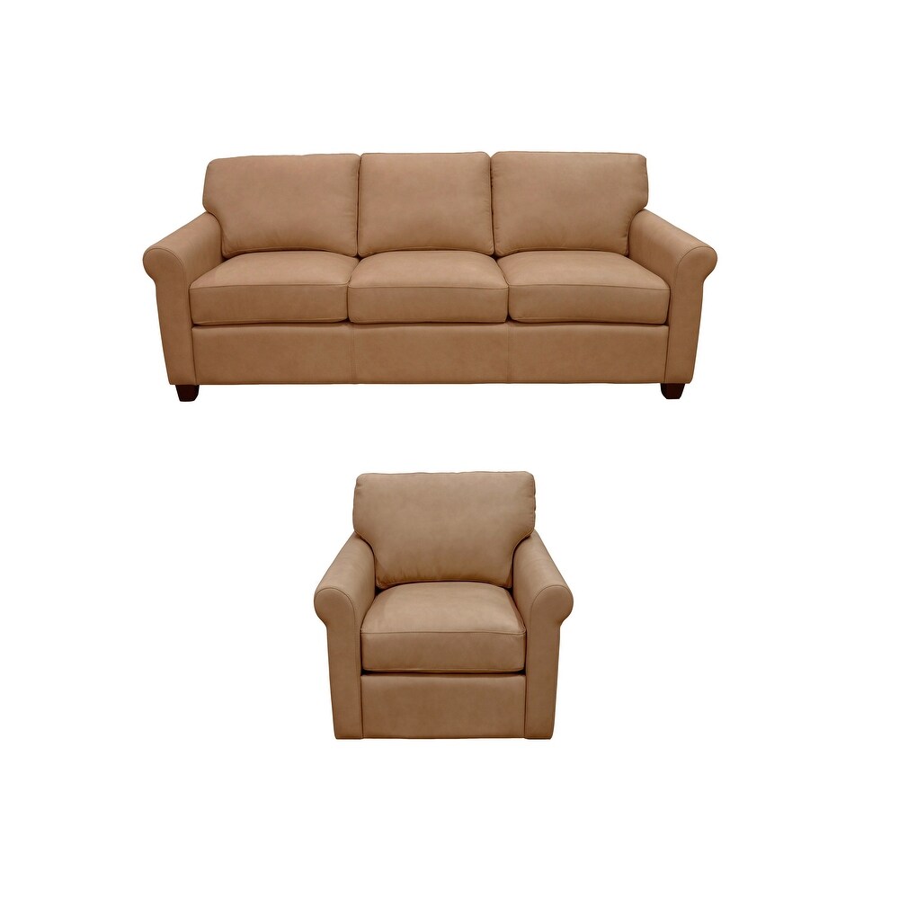 Maricopa Ultra Comfort Genuine Leather Sofa and Swivel Chair Set