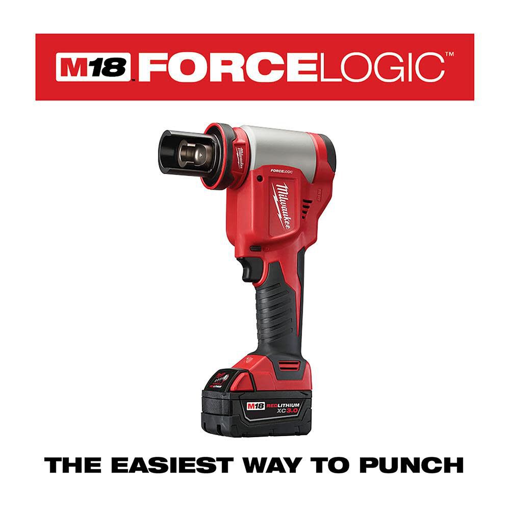 Milwaukee M18 FORCE LOGIC 10-Ton Knockout Tool 1/2 in. to 2 in. Kit 2676-22 from Milwaukee