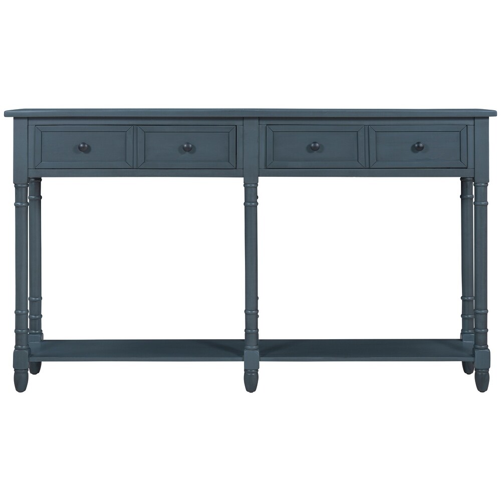 Antique Navy 2 Drawer Console Table with Shelf