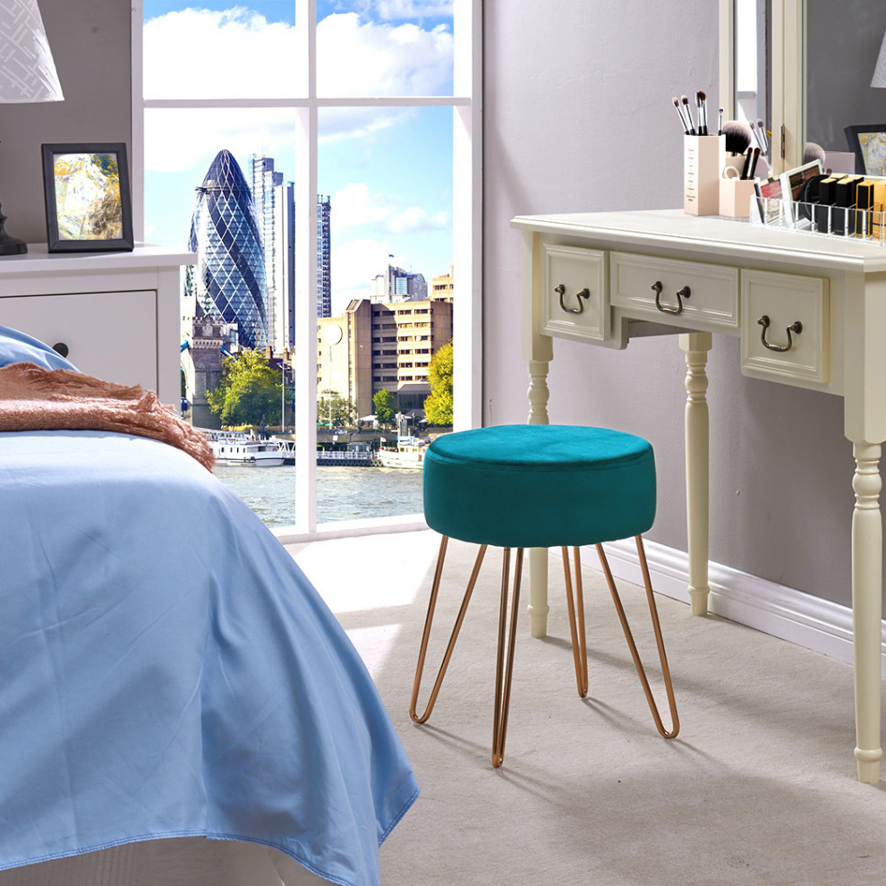 Golden Hairpin Legs Vanity Stool   Midcentury   Vanity Stools And Benches   by Duhome inc  Houzz