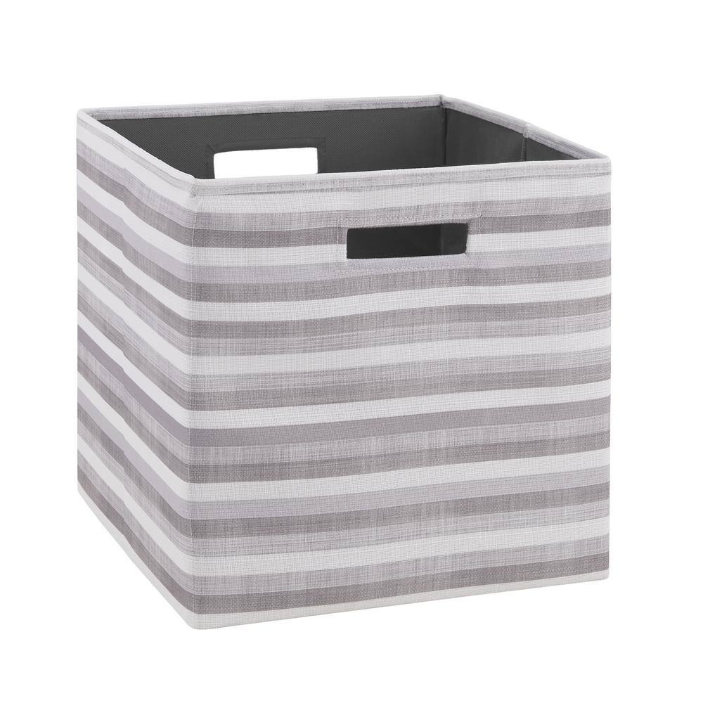 Linon Home Decor 13 in. H x 13 in. W x 13 in. D Gray Fabric Cube Storage Bin 2-Pack THD02662