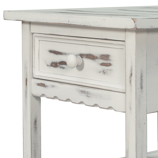 Classical BlackandWhite End Table with Open Styled Shelf