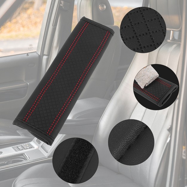 Unique Bargains Universal Soft Car Seat Belt Shoulder Pad Black Red 4 Pcs