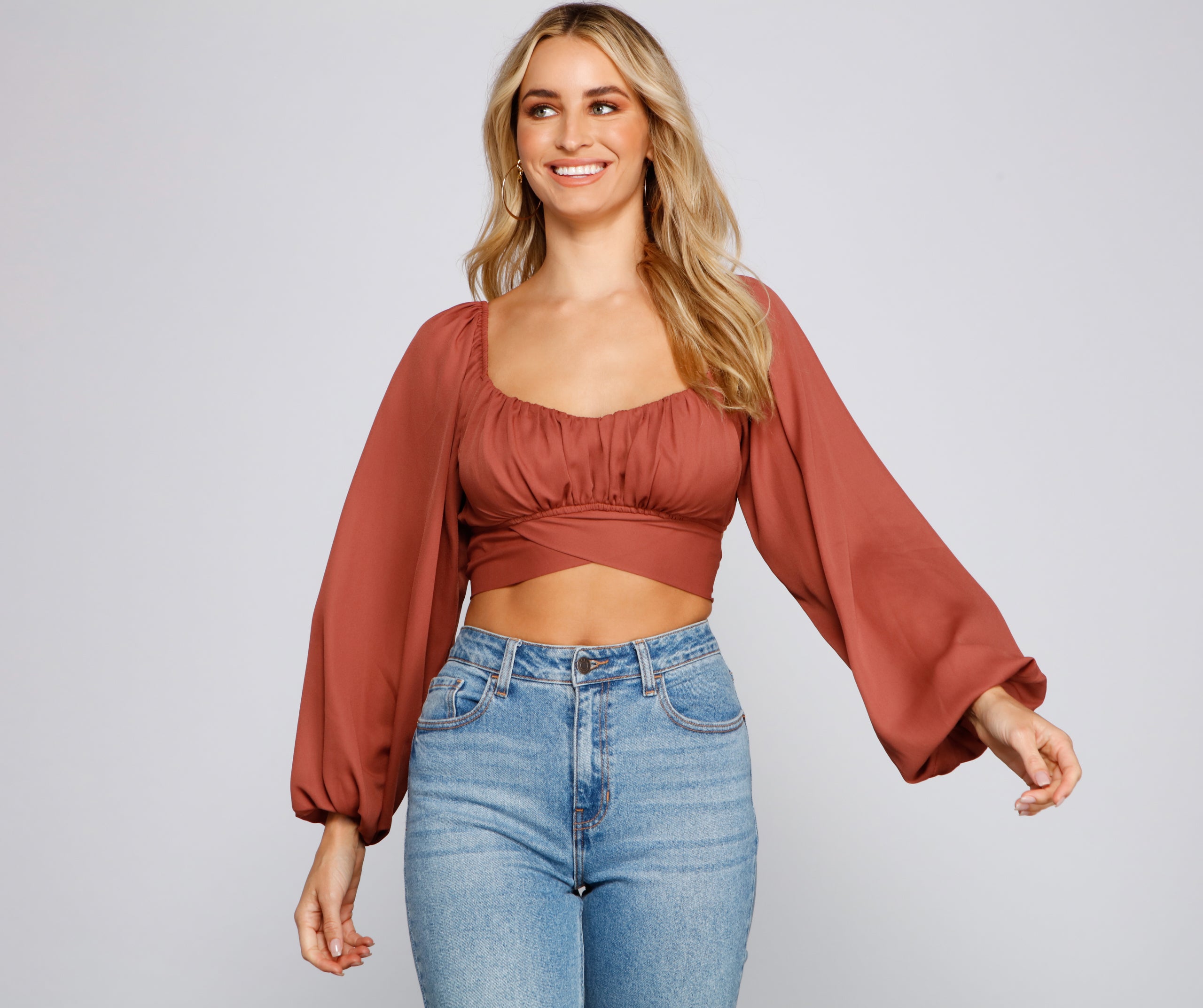 Cinched And Chic Chiffon Crop Top