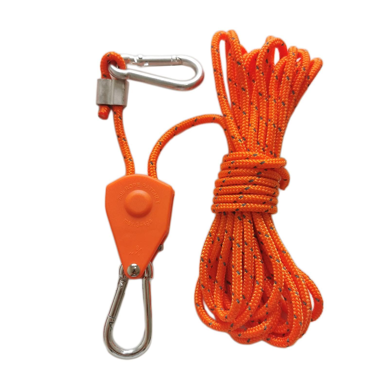 Rope Hanger Ratchet Tightener Grow Light Hangers For Outdoor Canopy Climbing 4m Orange