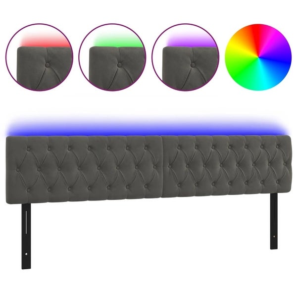 vidaXL LED Headboard Dark/Light Gray multisize Velvet - - 37421088