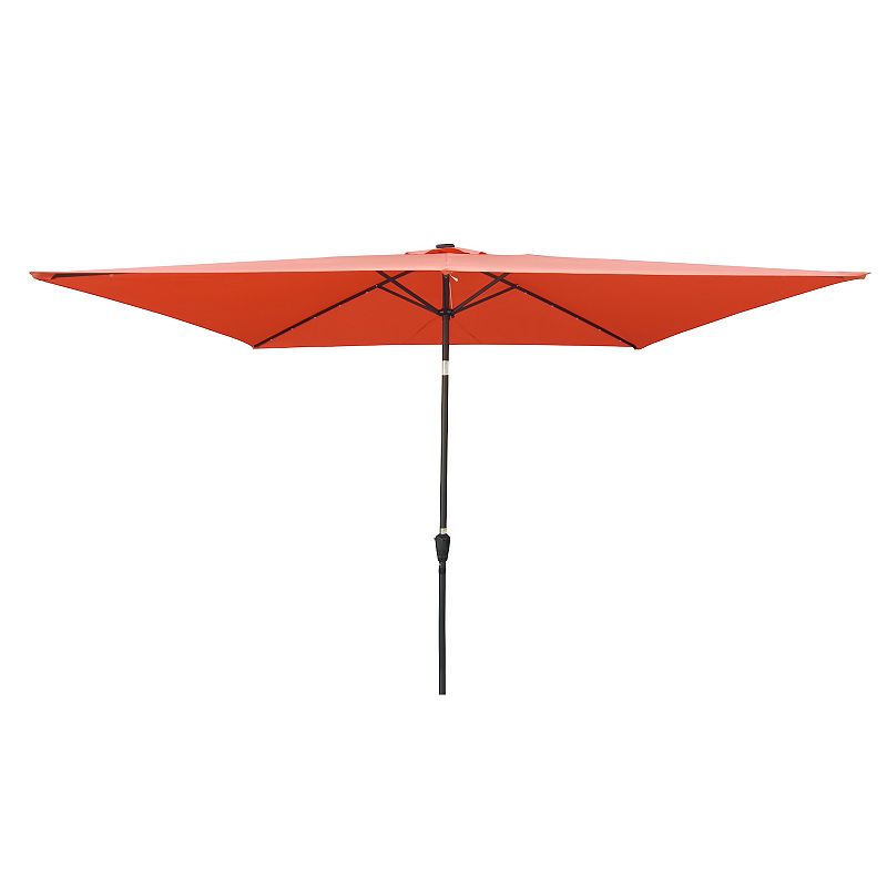 F.C Design Rectangular Solar LED Lighted Outdoor Umbrella - 10 x 6.5t Size - Crank and Tilt - Ideal for Garden， Backyard， Pool