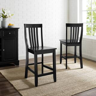 CROSLEY FURNITURE 24 in. Black School House Bar Stool (Set of 2) CF500324-BK