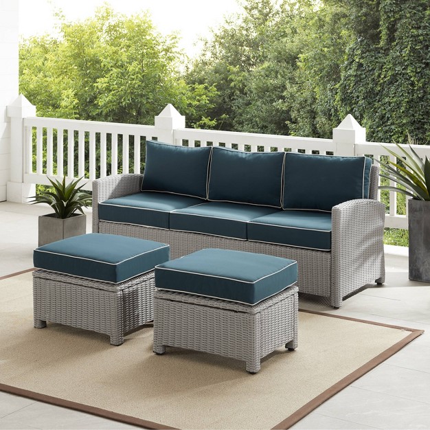 Crosley 3pc Bradenton Wicker Outdoor Patio Seating Set