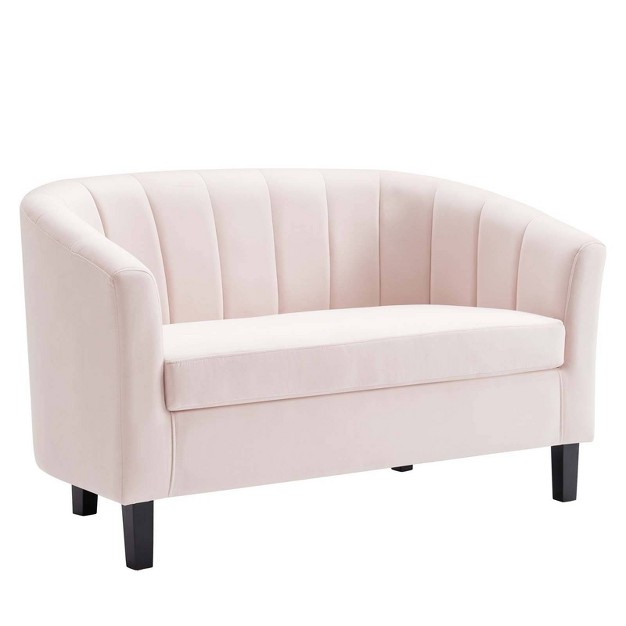 Prospect Channel Tufted Performance Velvet Loveseat Sofa Pink Modway