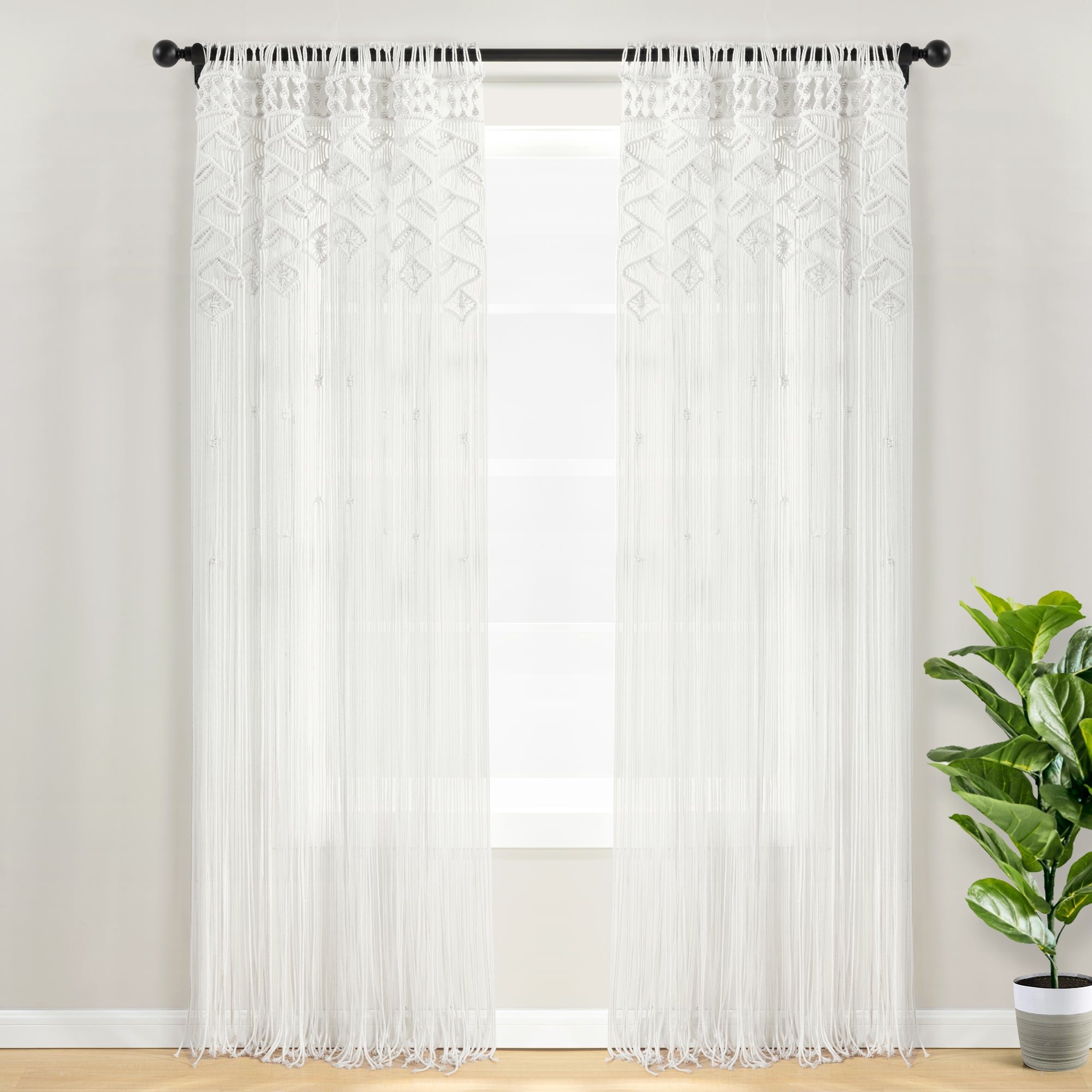 Boho Macrame Leaf Cotton Window Curtain