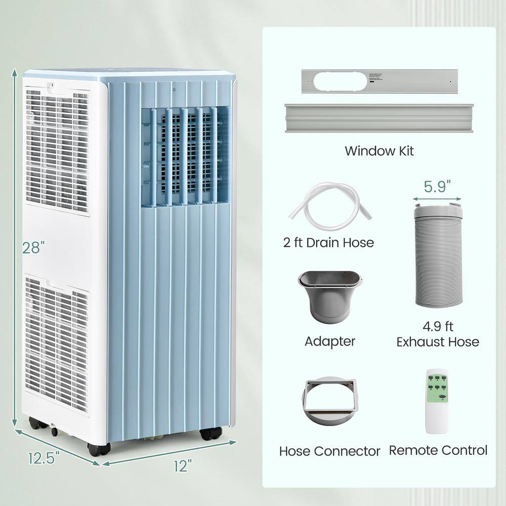 Gymax Portable Air Conditioner 10000 BTU ASHRAE 3-in-1 AC Unit with Humidifier and Sleep Mode Blue GYM11472